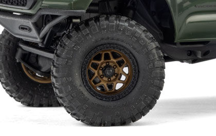 OFFICIALLY LICENSED WHEELS & TIRES (T1) for the Axial 1/30 SCX30 Toyota Tacoma TRD Pro 4X4 Ready-To-Run Brushed Rock Crawler
