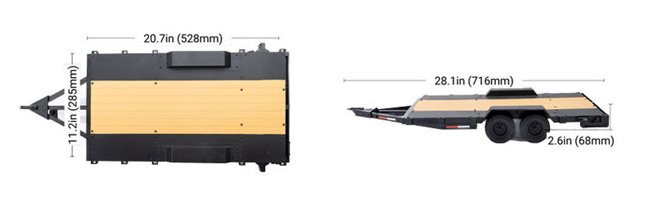 Mått Axial SCX10 Flat Bed Vehicle Trailer