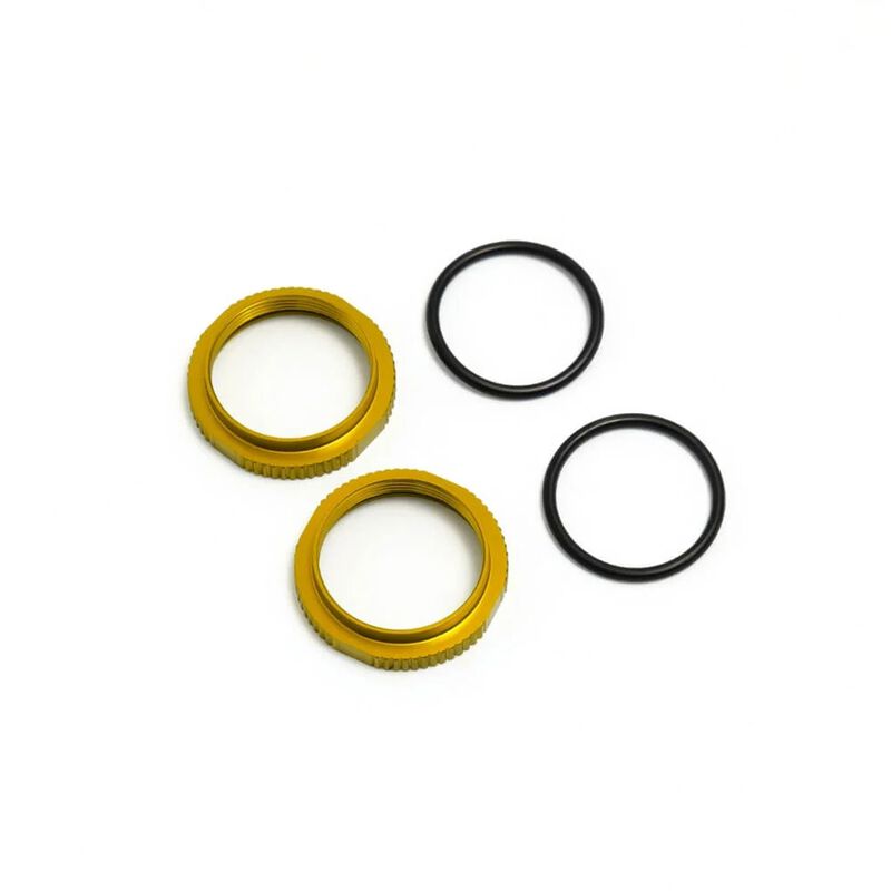 TEKNO RC LLC Aluminum Shock Adjustment Nuts & O-Rings, Yellow (2)
