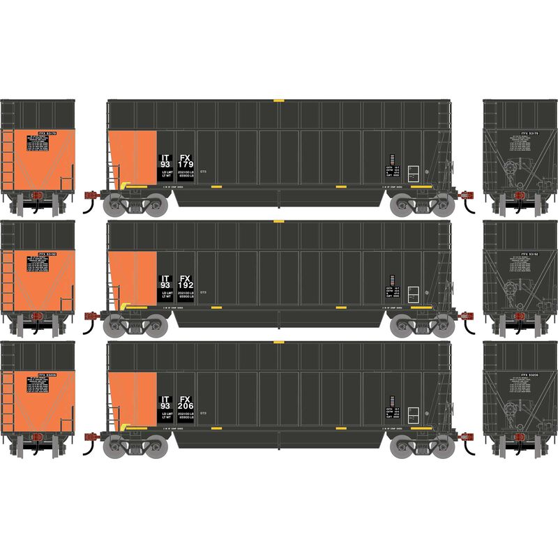 HO ATH Berwick Bathtub Extended Side Gondola, Primed For Grime ITFX #93179/93192/93206 (3)