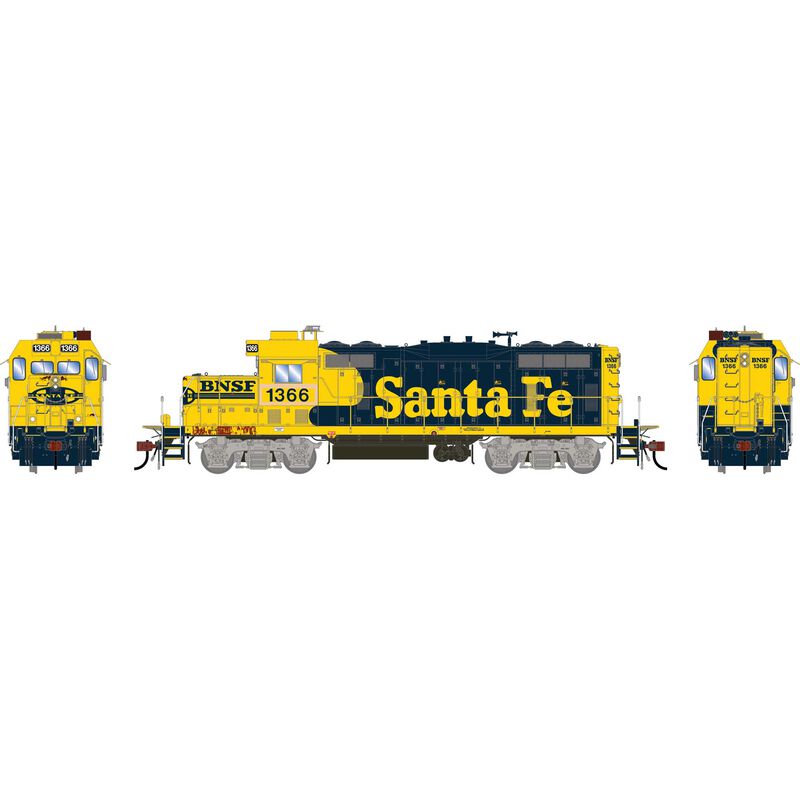 Athearn Genesis HO GEN GP7u Locomotive, Primed For Grime BNSF 'Patched ATSF' #1366