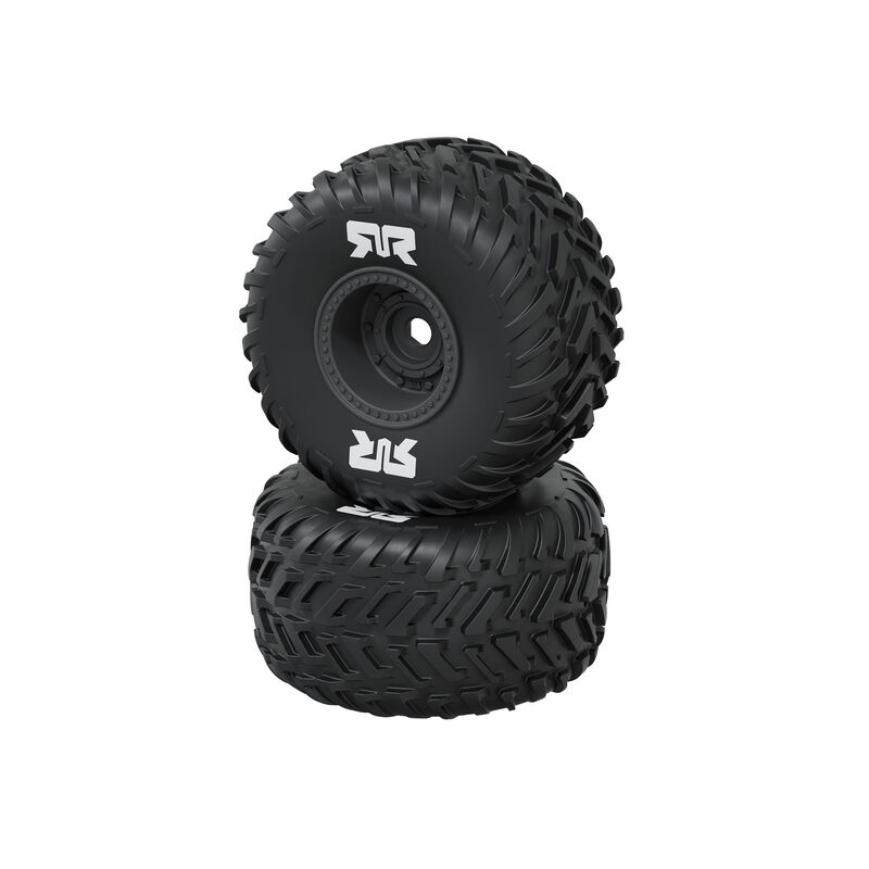 ARRMA dBoots Cut Chevron Monster Truck Tire Set, Glued 16mm (2pcs), Gunmetal