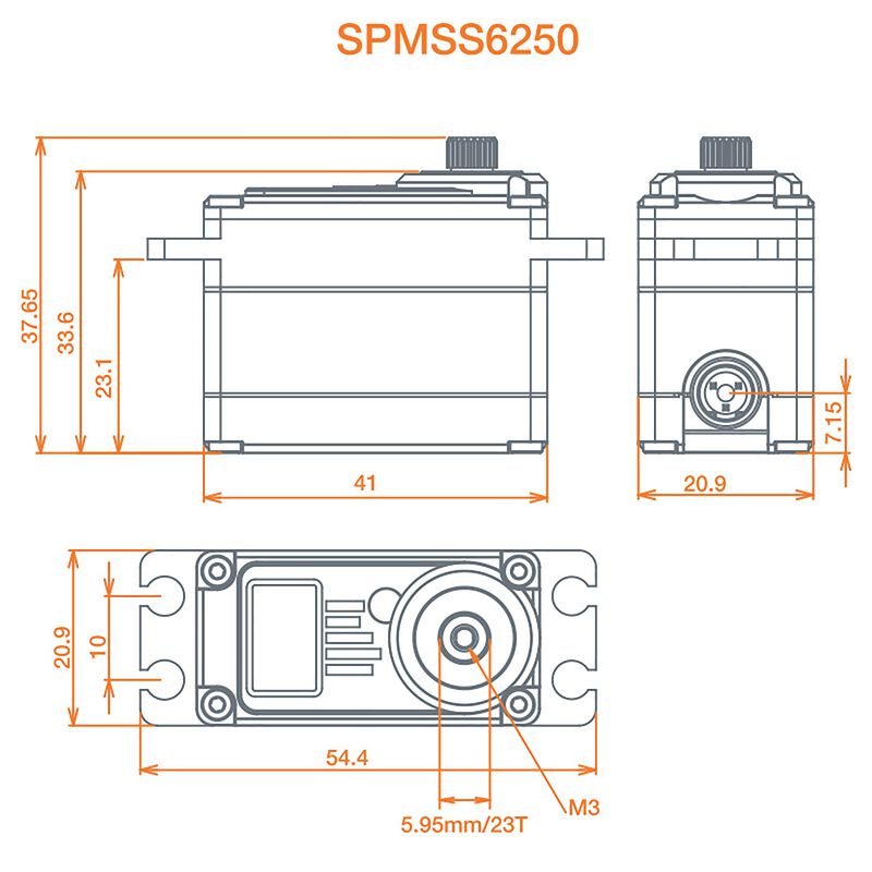 Spektrum SPM SS6020 Digital Servo - 146 Oz-in Torque, Metal Gear, Dual Ball Bearing For 1/10 Scale RC