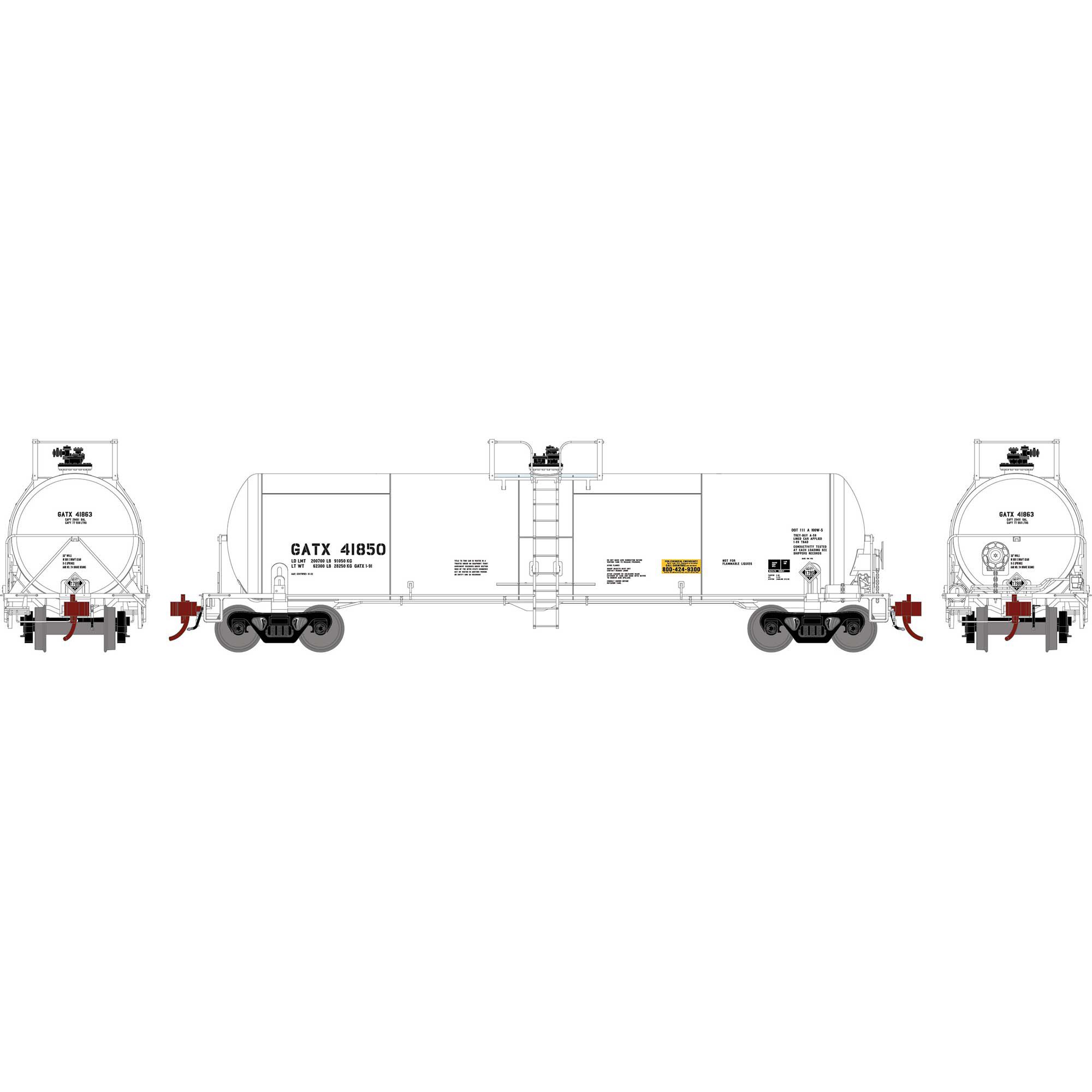 Athearn Athearn HO 20K Gallon Acid Tank, GATX/White #41850