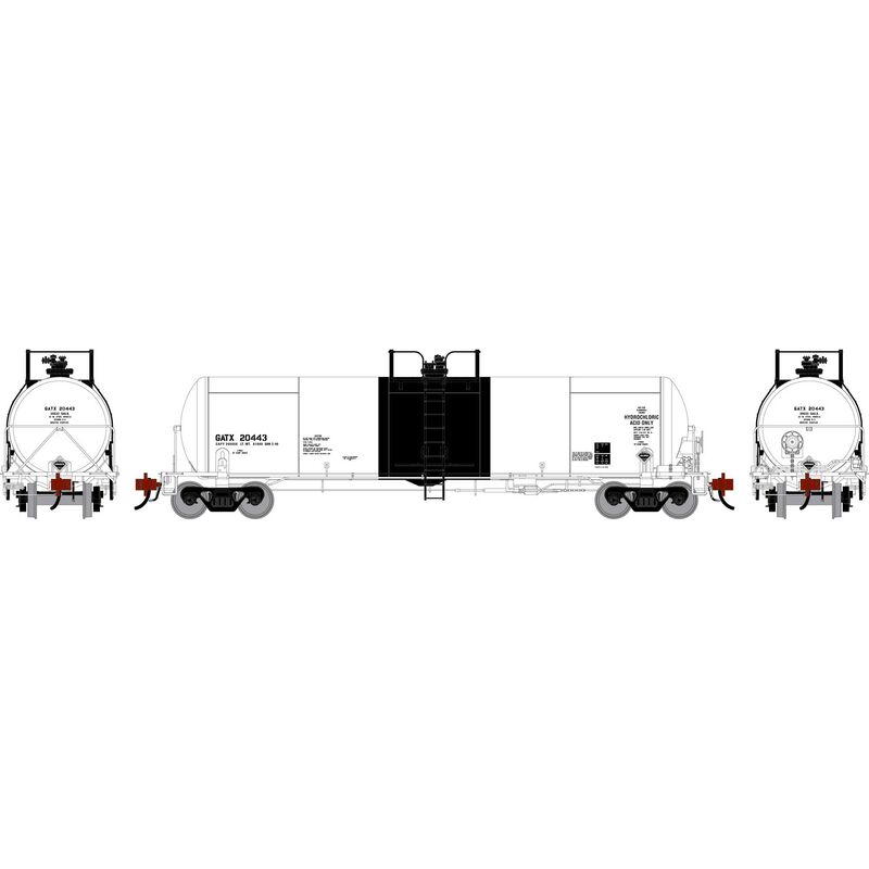 Athearn Genesis HO GEN GATC 20K Gallon Tank Car, GATX 'White w/Black Band' #20443