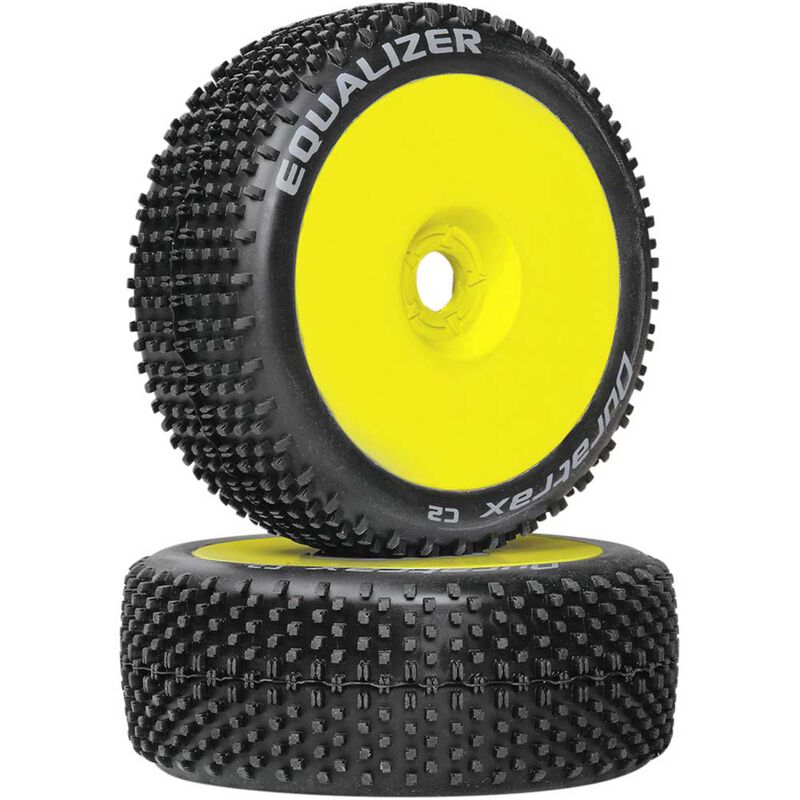 Equalizer 1/8 C2 Mounted Buggy Tires, Yellow (2)