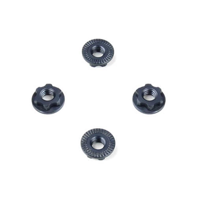 Wheel Nuts 7mm M4 Serrated Gun Metal Anodized (4)