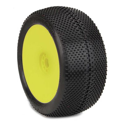 1/8 EVO Gridiron Medium Long Wear Pre-Mounted Tires, Yellow Wheels (2): Truggy 1/8 EVO Gridiron Medium Long Wear Pre-Mounted Tires, Yellow Wheels (2): Truggy