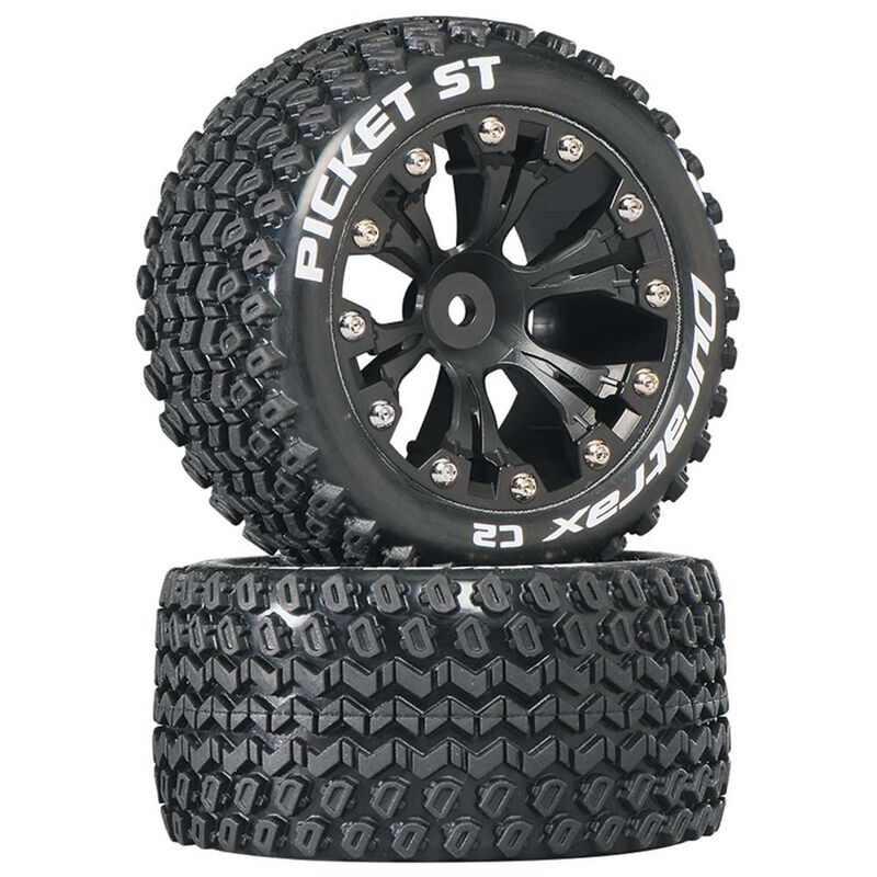 Picket ST 2.8" 2WD Mounted Rear C2 Tires, Black (2)