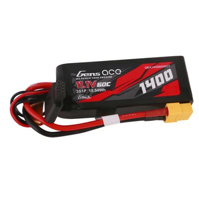 11.1V 1400mAh 3S 60C G-Tech LiPo Battery: XT60 11.1V 1400mAh 3S 60C G-Tech LiPo Battery: XT60