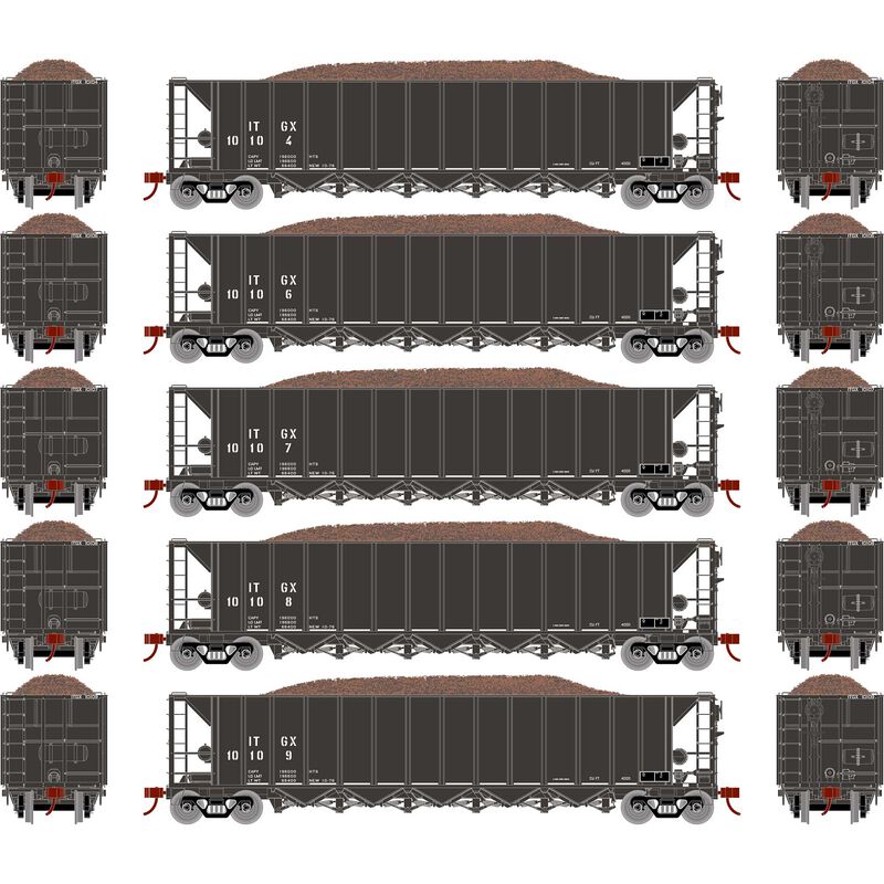 HO RTR 5-Bay Rapid Discharge Hopper ITGX Black (5)