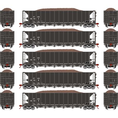 HO RTR 5-Bay Rapid Discharge Hopper ITGX Black (5) HO RTR 5-Bay Rapid Discharge Hopper ITGX Black (5)