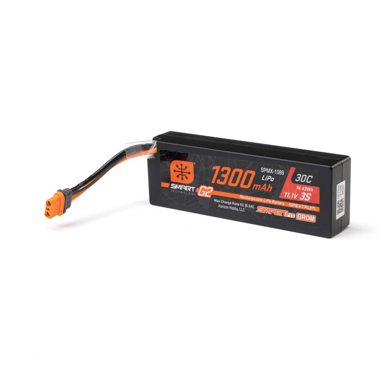 11.1V 1300mAh 3S 30C Smart G2 LiPo Battery: IC2