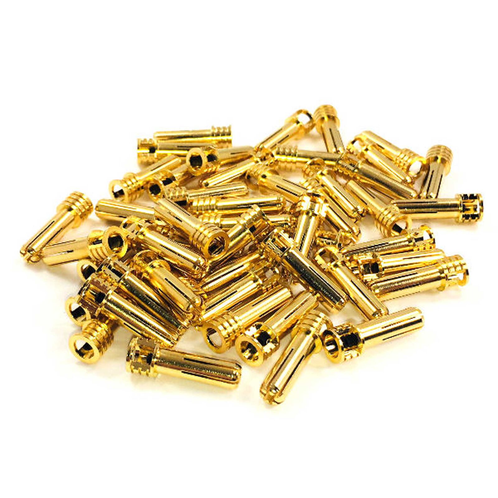 (25 Pairs) Certified Adjustable 5mm Pure Copper Gold Plated Bullet Connector, Male