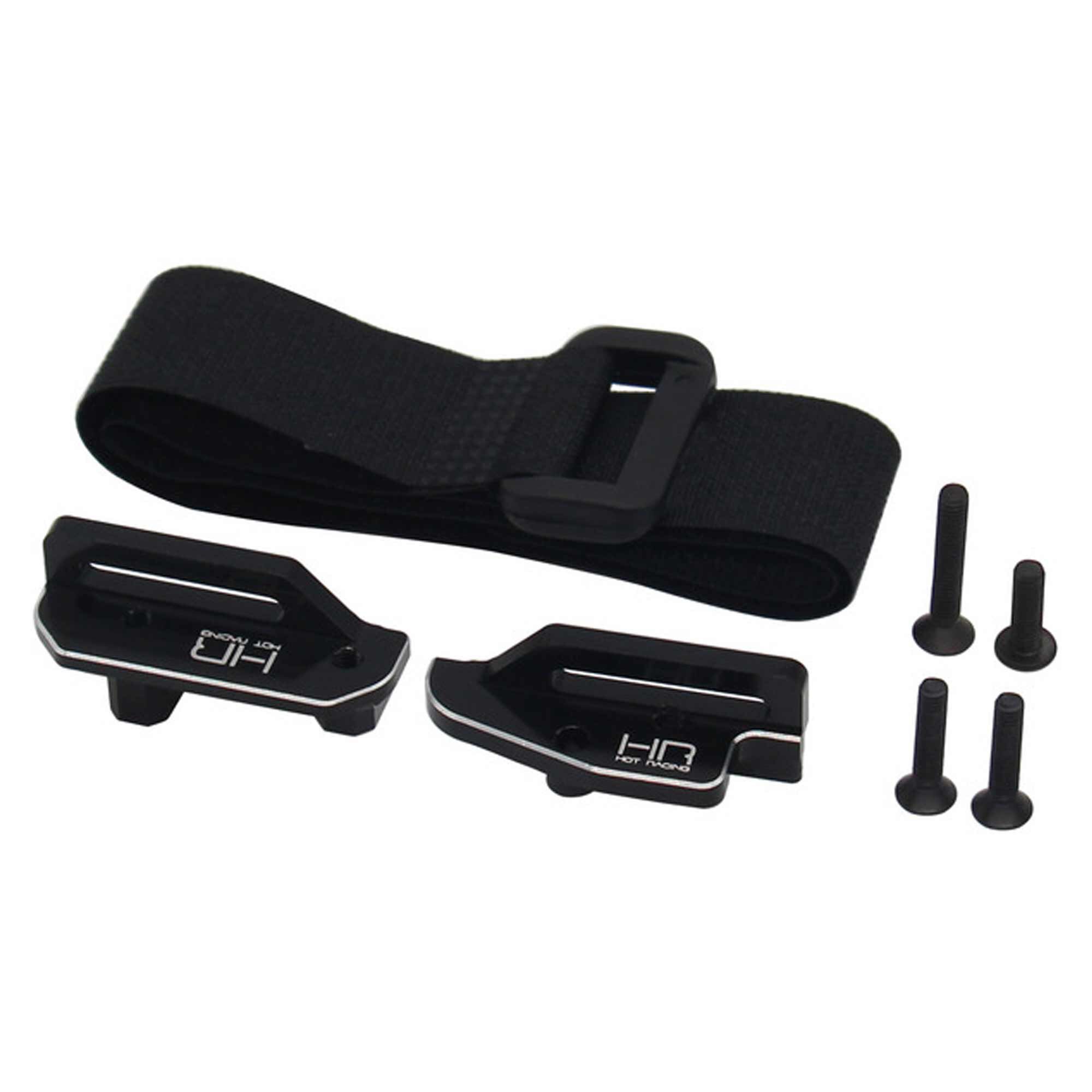 Hot Racing Aluminum Battery Hold-Downs For Slash 4x4 LCG Chassis | Tall LiPo Battery Mount Kit