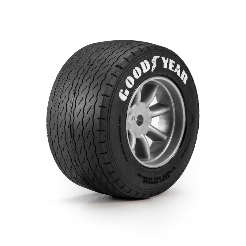 Pro-Line Racing 1/12 Goodyear Blue Streak VTA Rear Tires Mounted 8mm Gray Wheels (2): Losi NASCAR® Race Car