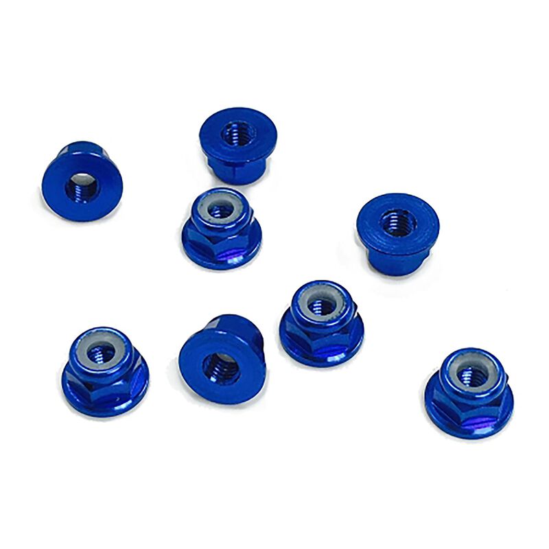3mm Aluminum Flanged Locknut, Blue (8)