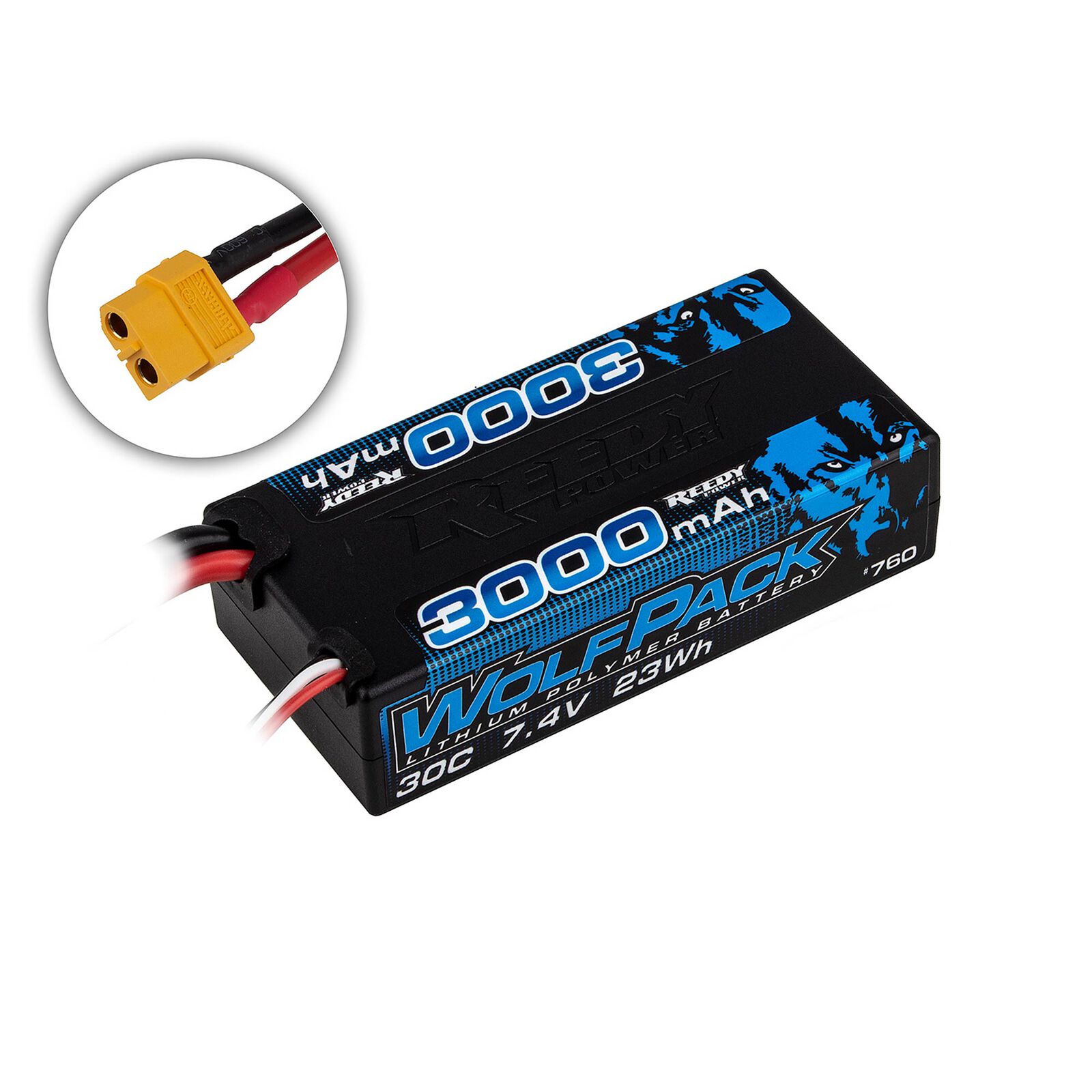 7.4V Reedy WolfPack 3000mAh 2S 30C Shorty LiPo Battery: XT60