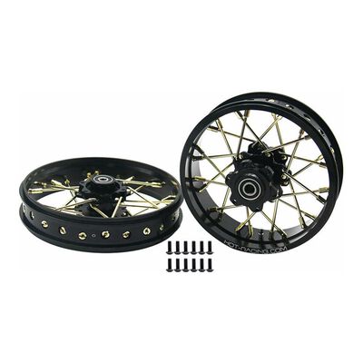 24 Wire Gold Spoke Black Wheel Set, 1/4 Losi Promoto-MX 24 Wire Gold Spoke Black Wheel Set, 1/4 Losi Promoto-MX