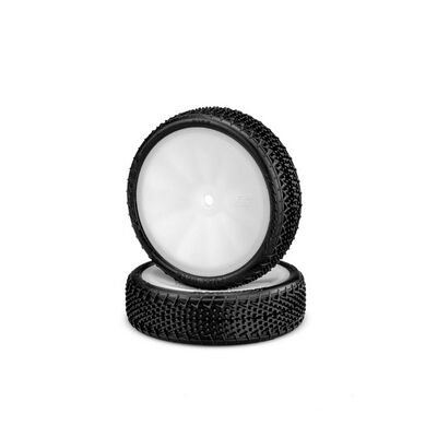 1/10 Fuzz Bite LP Slim 2.2â Pre-Mounted Front 2WD Buggy Tires, White Wheels, Pink Compound (2) 1/10 Fuzz Bite LP Slim 2.2â Pre-Mounted Front 2WD Buggy Tires, White Wheels, Pink Compound (2)