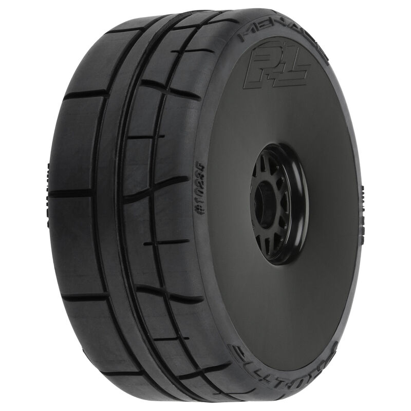 1/8 Menace HP BELTED Speed Run F/R Tires Mounted 17mm Black (2)