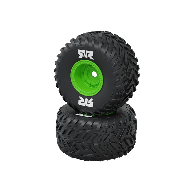 ARRMA dBoots Cut Chevron Monster Truck Tire Set, Glued 16mm (2pcs), Green