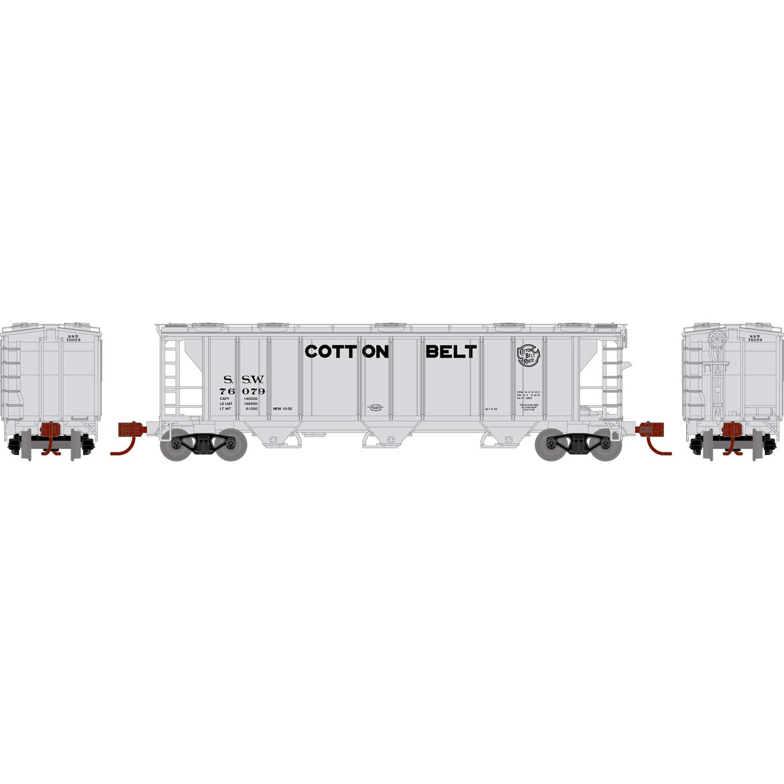 N PS-2 2893 3-Bay Covered Hopper, SSW #76079