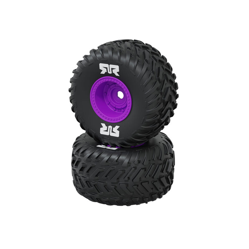 ARRMA dBoots Cut Chevron Monster Truck Tire Set, Glued 16mm (2pcs), Purple
