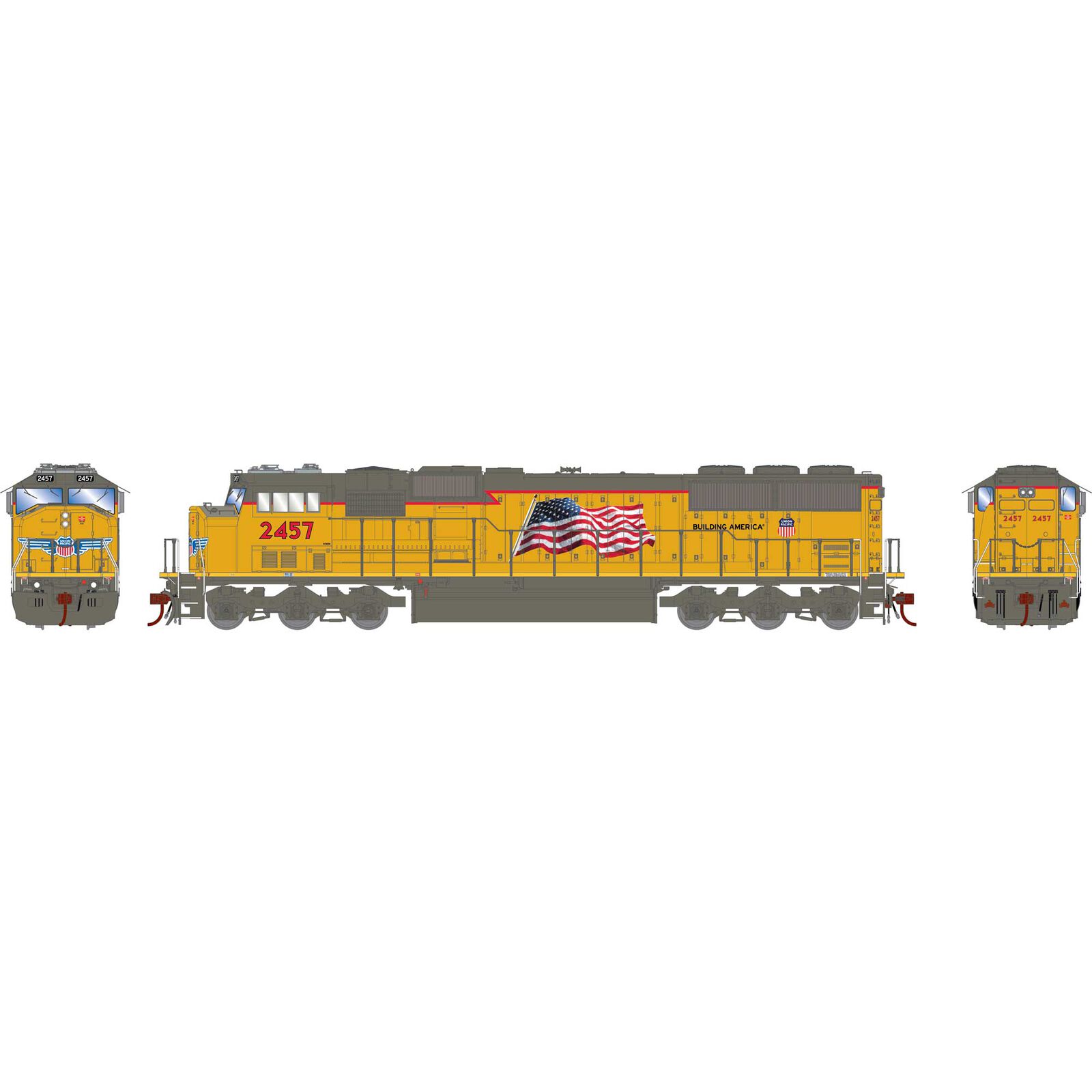 HO SD60M, UP/Yellow Sill/Flag #2457