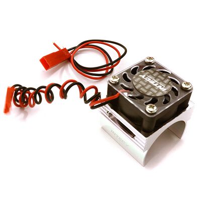 Super BL Motor Heatsink with Fan, Silver: Traxxas 1/16 E-Revo, Slash 4X4 Super BL Motor Heatsink with Fan, Silver: Traxxas 1/16 E-Revo, Slash 4X4