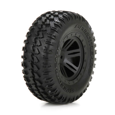 Front Tire, Premounted, Black Wheel (2): 1/10 AMP DB Front Tire, Premounted, Black Wheel (2): 1/10 AMP DB