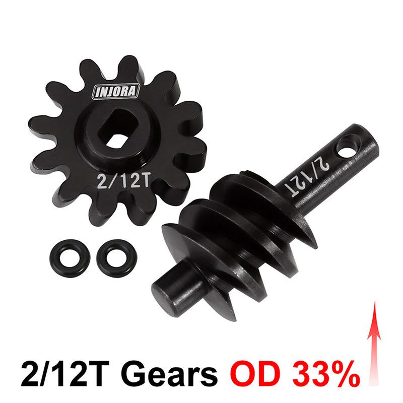 INJORA Steel 2/12T 33% Overdrive Helical Differential Gear Set, 1/24 Axial SCX24