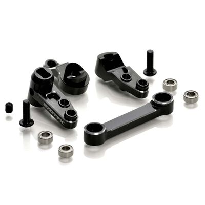 Heavy Duty RC Full Bearing Steering Set, 7075 Black with Silver: All Losi 22S Heavy Duty RC Full Bearing Steering Set, 7075 Black with Silver: All Losi 22S
