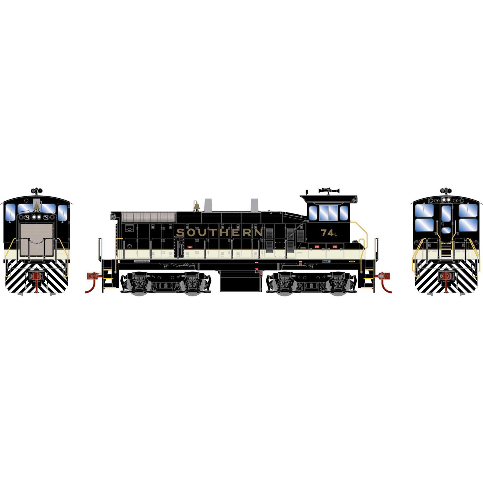 HO SW1500 Locomotive with DCC & Sound, Southern Railway #74L