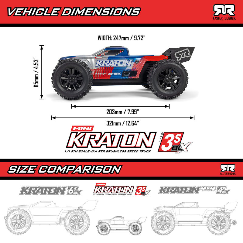 �˾���ũ ARA2508T1 [ARRMA] 1/16 �Ƹ��� �̴� ũ���� 3S �귯������ - ������� (������,���͸� ����) 16