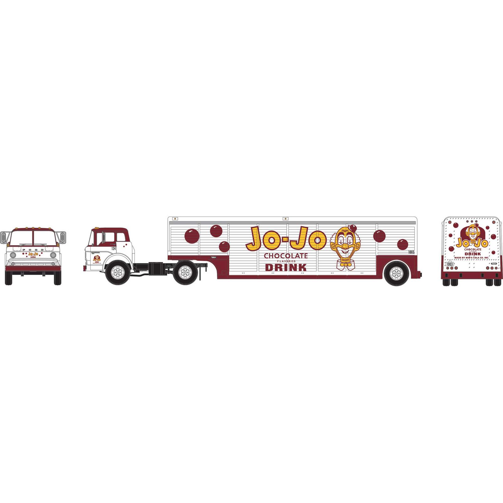 HO Ford C with Beverage Trailer, Jo-Jo Chocolate Drink