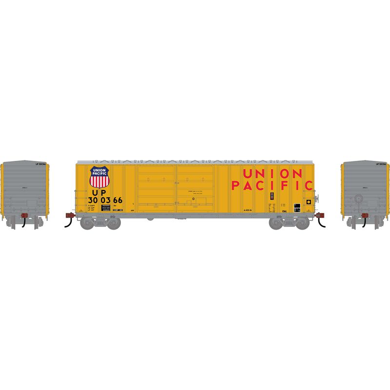 Athearn HO ATH 50' FMC 5077 DD Offset Box Car, UP 'Yellow' #300366