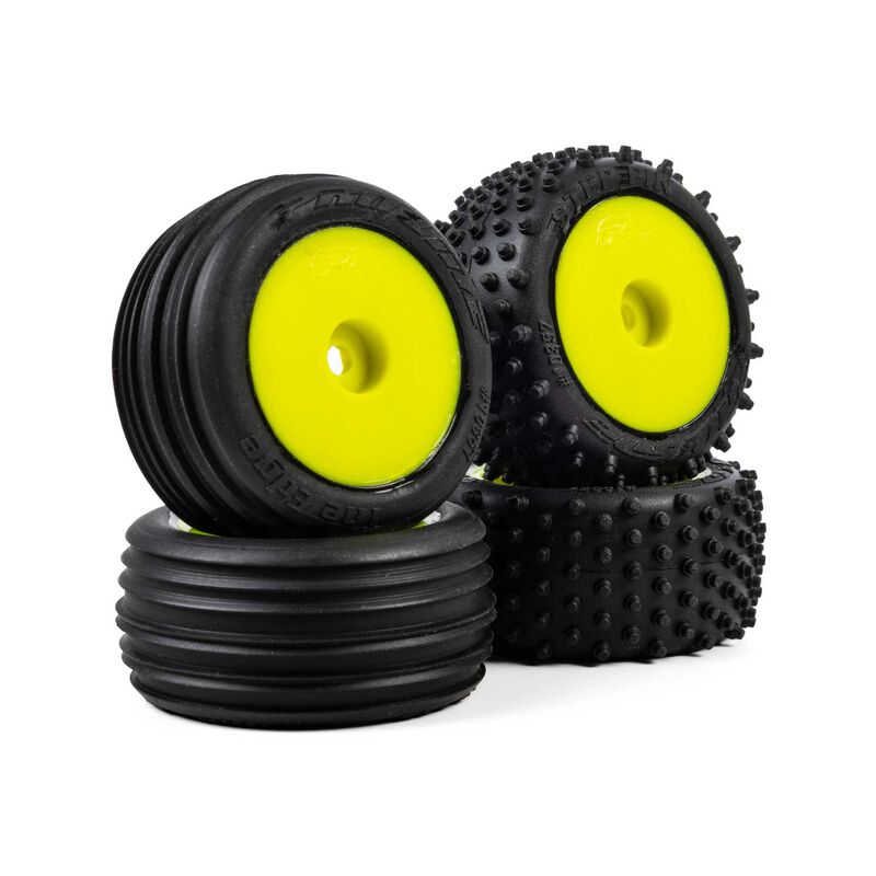 Pro-Line Racing Edge Front / Step Pin Rear Tires Mounted 7mm Yellow (4): Losi Micro-T