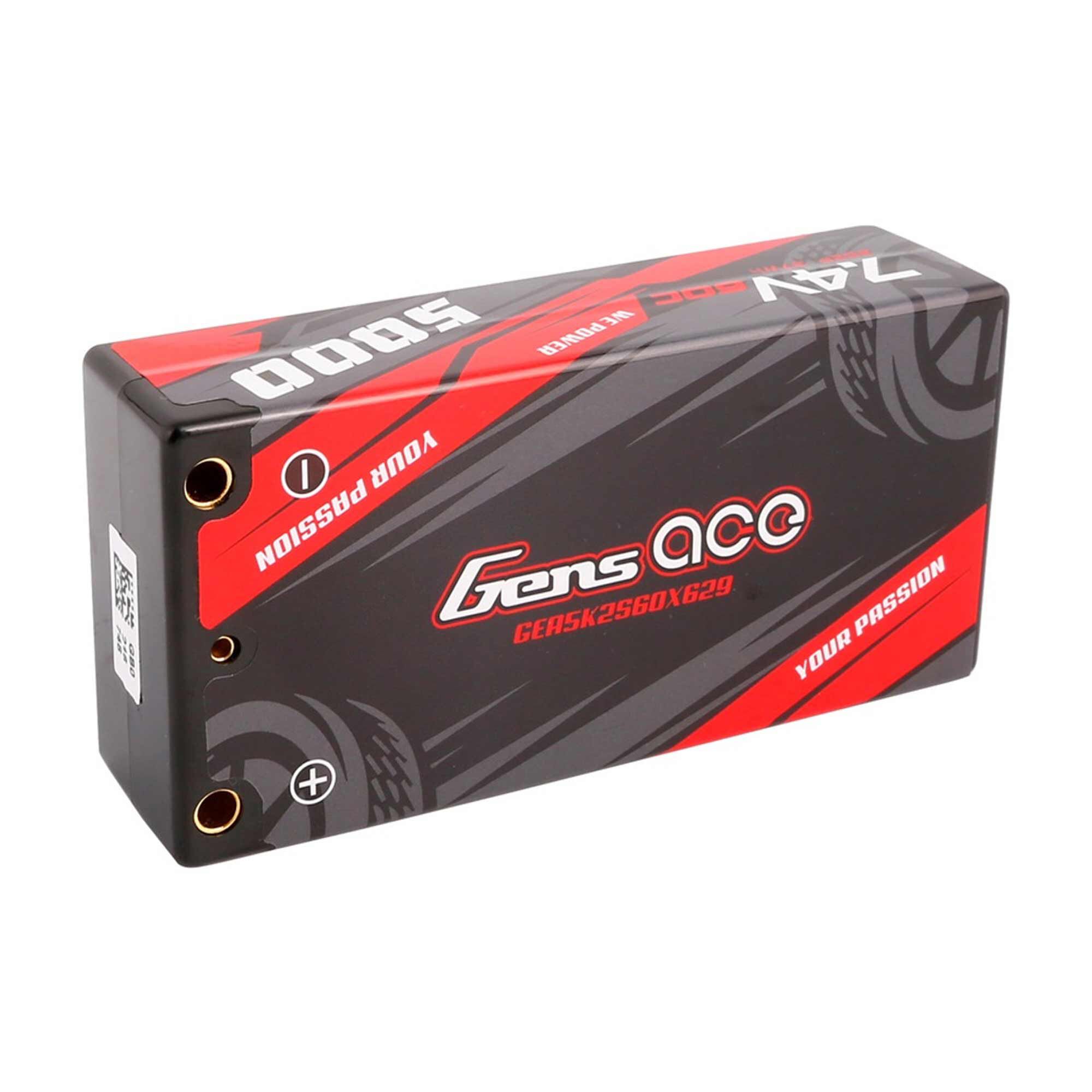Gens ace 7.4V 5000mAh 2S 60C Shorty Hardcase LiPo Battery: 4mm