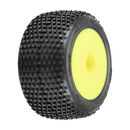 1/18 Hole Shot Front/Rear Mini-T Tires Mounted 8mm Yellow Wheels (2)