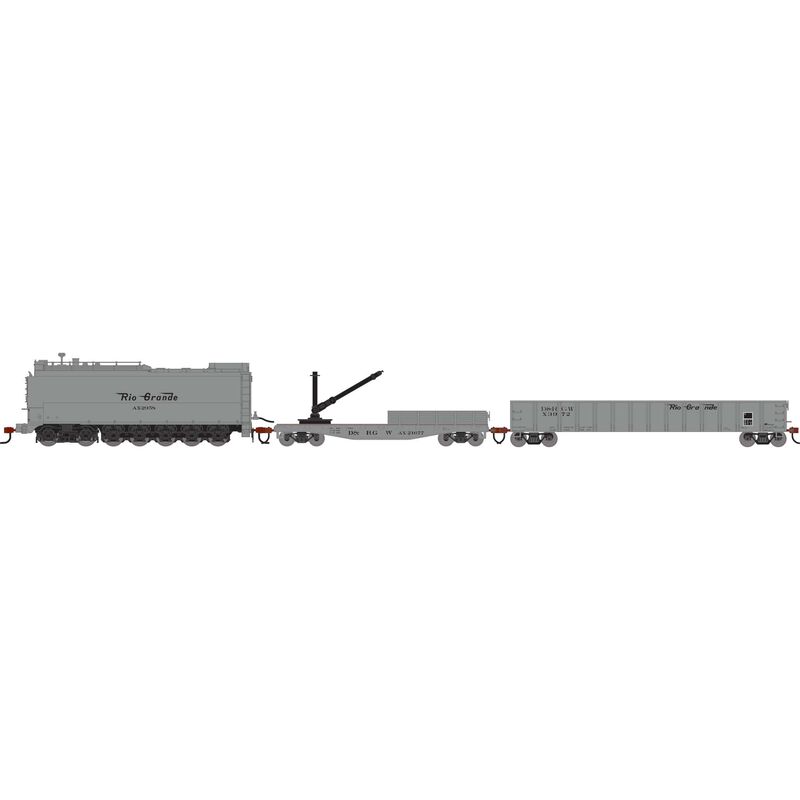 HO MOW Set, DRGW Fuel Oil Tank Car #AX-2958/Derrick Car #AX-21677/52' Mill Gondola  #X3972 (3)