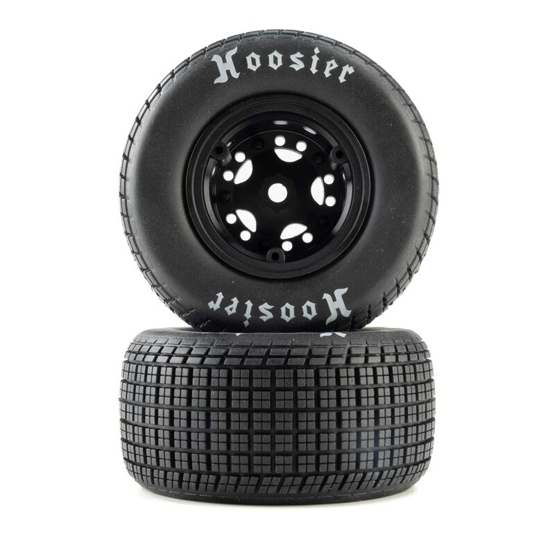 Losi Hoosier Tires, Hard, Mounted, Black, FR/RR (2): 22S DLM Losi Hoosier Tires, Hard, Mounted, Black, FR/RR (2): 22S DLM