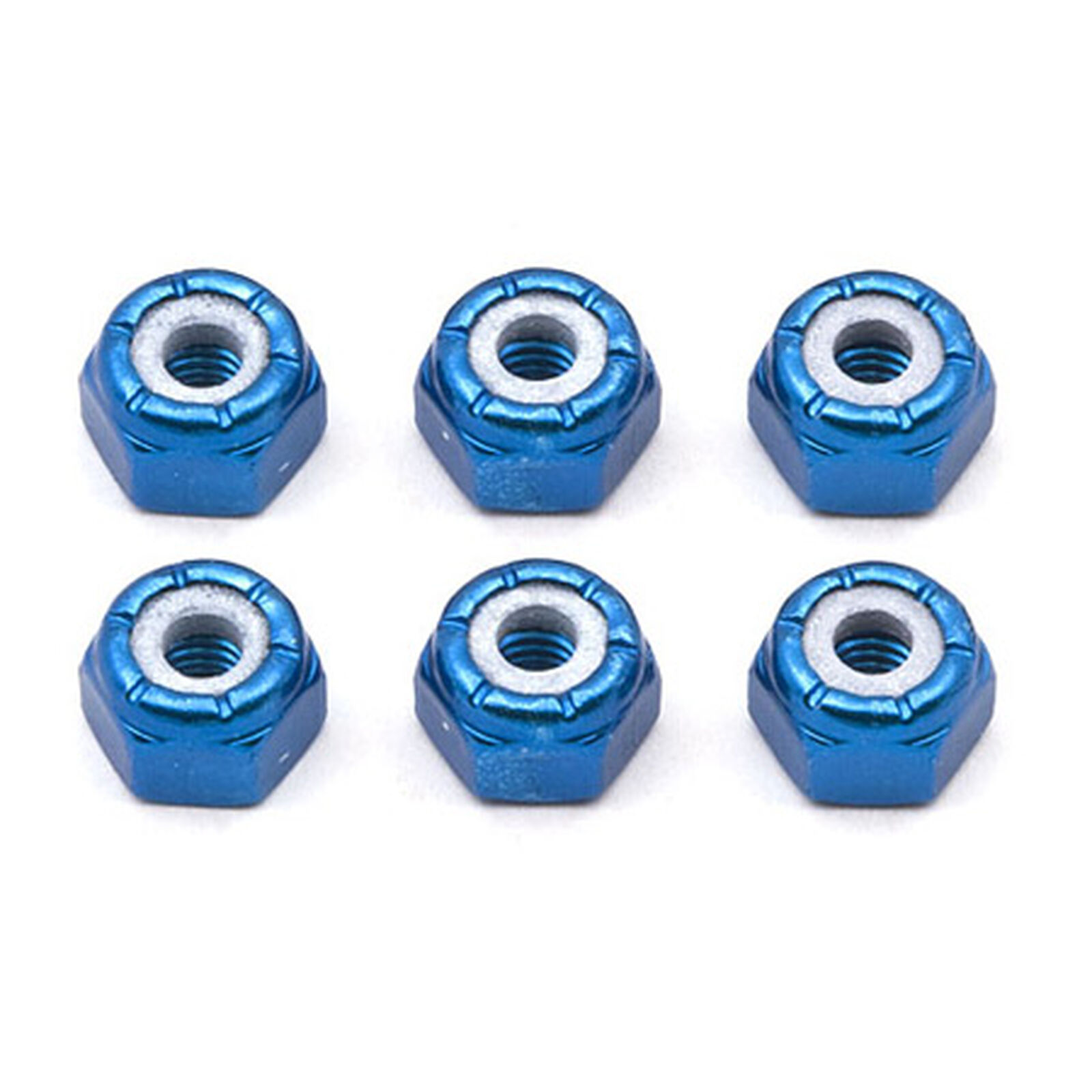 Factory Team Locknuts, Blue Aluminum, 8-32 (6)