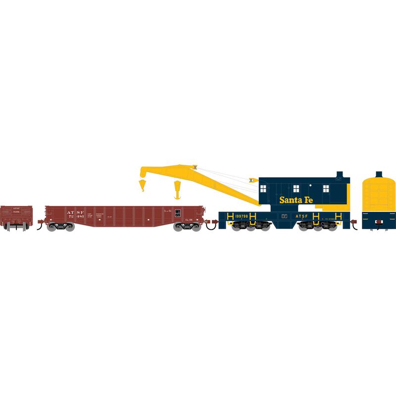 HO ATH 200-Ton Crane and 50' Gondola Set, ATSF #199798 (Crane); #72481 (Gondola) HO ATH 200-Ton Crane and 50' Gondola Set, ATSF #199798 (Crane); #72481 (Gondola)