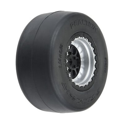 1/16 Reaction Rear Tires MTD 8mm Black/Silver (2): Losi Mini Drag 1/16 Reaction Rear Tires MTD 8mm Black/Silver (2): Losi Mini Drag