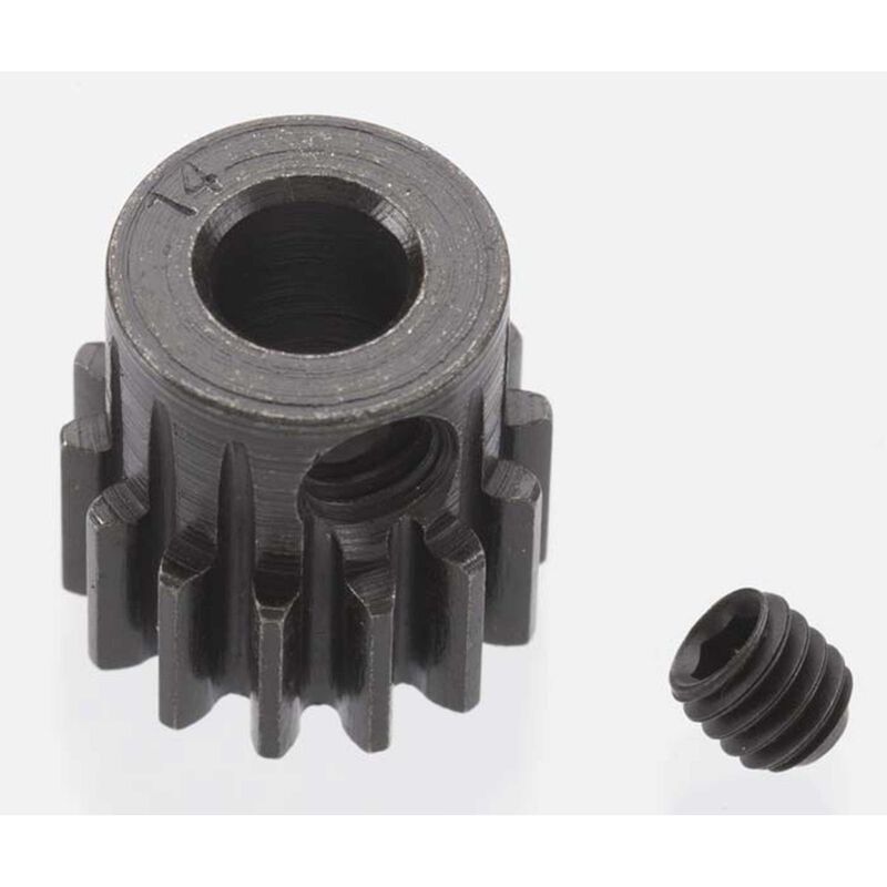 Extra Hard 14 Tooth Blackened Steel 32p Pinion, 5mm