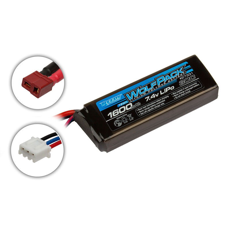 7.4V 1600mAh 2S 30C Reedy Wolfpack LiPo Battery: T-Plug