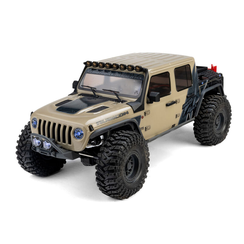 Axial 1/10 SCX10 III Motobilt Waypoint Jeep JT Gladiator 4X4 RTR Brushed Rock Crawler, Tan Axial 1/10 SCX10 III Motobilt Waypoint Jeep JT Gladiator 4X4 RTR Brushed Rock Crawler, Tan