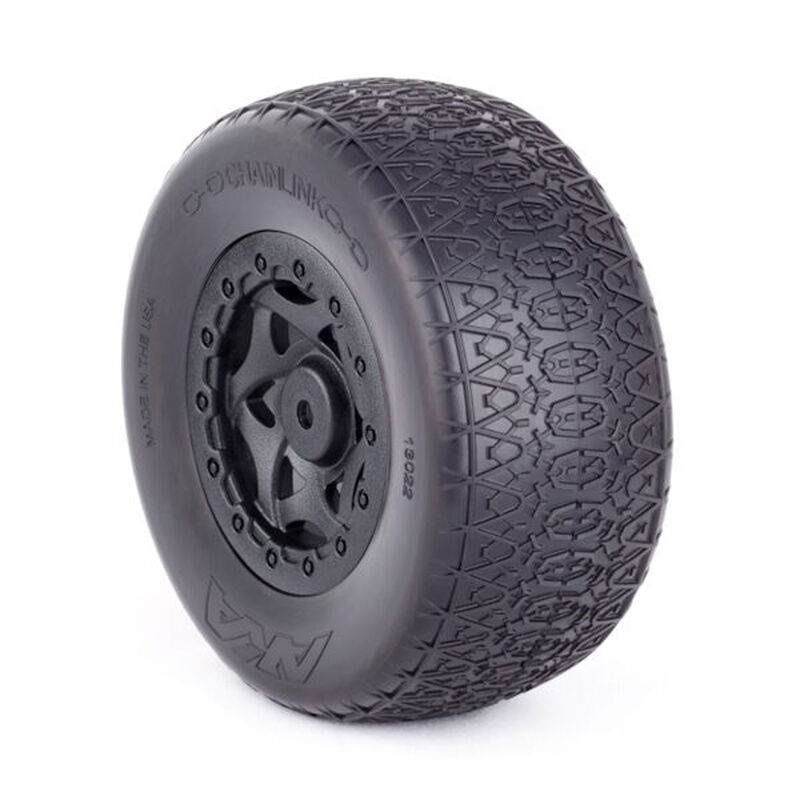 1/10 Chain Link SC Wide Soft Front/Rear Wheel Mounted with Red Inserts: SCTE (2) 1/10 Chain Link SC Wide Soft Front/Rear Wheel Mounted with Red Inserts: SCTE (2)