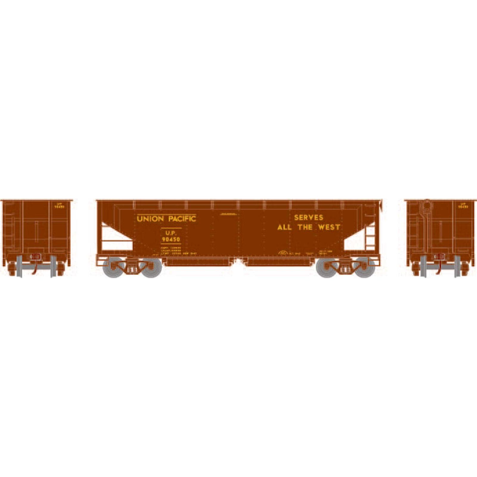 HO RTR 40' Offset Ballast Hopper with Load, UP #90450